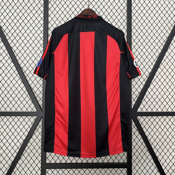 with UCL Patch Retro Jersey 2000-2001 AC Milan Home Soccer Jersey AC Vintage Football Shirt