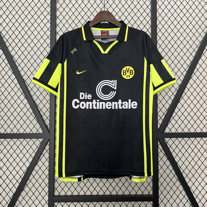 Retro Jersey 1996-1997 Borussia Dortmund Away Black Soccer Jersey Vintage BVB Football Shirt