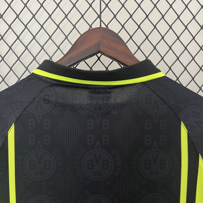 Retro Jersey 1996-1997 Borussia Dortmund Away Black Soccer Jersey Vintage BVB Football Shirt