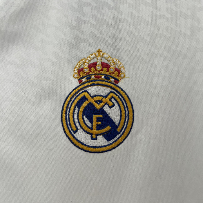 with Golden FIFA 2024+UCL 15 Cup Patch Fan Version 2024-2025 Real Madrid Home Soccer Jersey Real Football Shirt