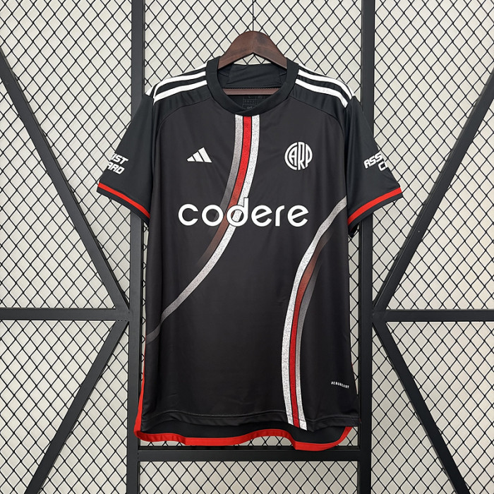 Fan Version 2024-2025 River Plate Third Away Black Soccer Jersey