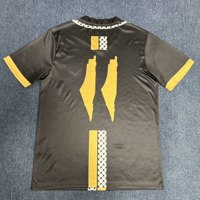 Fan Version 2024 Palestine Black/Gold Soccer Jersey Palestina Football Shirt