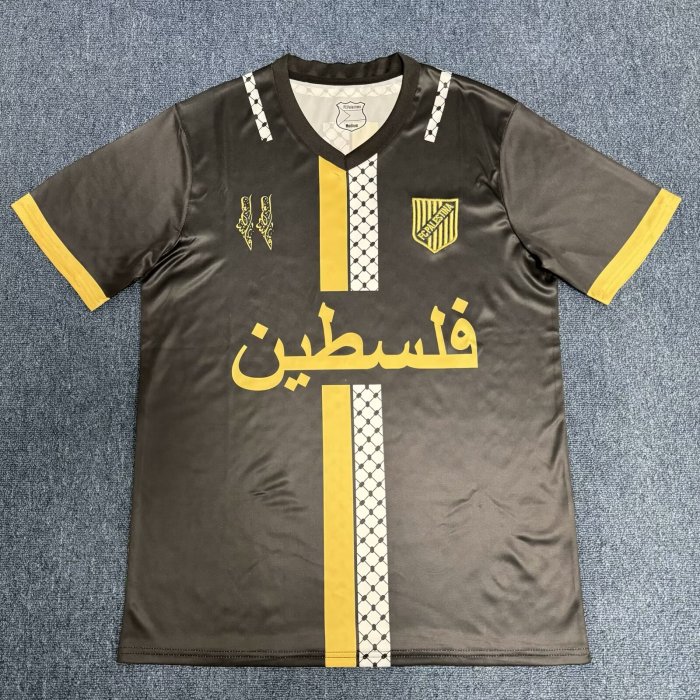 Fan Version 2024 Palestine Black/Gold Soccer Jersey Palestina Football Shirt