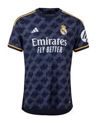 with the new HP Logo Real Camisetas de Futbol Fan Version 2023-2024 Real Madrid Away Soccer Jersey
