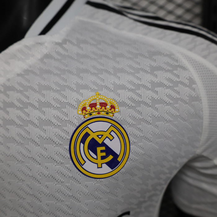 with HP+UCL 15 Starball Patch Player Version 2024-2025 Real Madrid Home Soccer Jersey Real Football Shirt