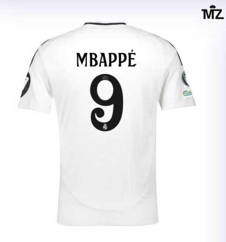with HP Player Version 2024-2025 Real Madrid MBAPPE 9 Home Soccer Jersey Real Football Shirt