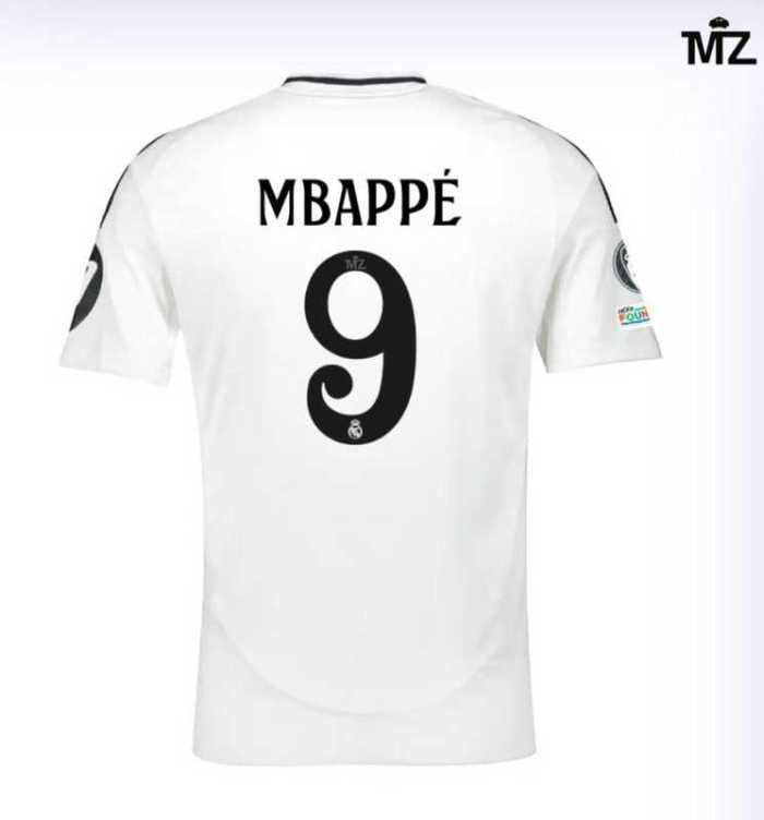 with HP Player Version 2024-2025 Real Madrid MBAPPE 9 Home Soccer Jersey Real Football Shirt