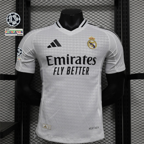with HP+UCL 15 Starball Patch Player Version 2024-2025 Real Madrid Home Soccer Jersey Real Football Shirt