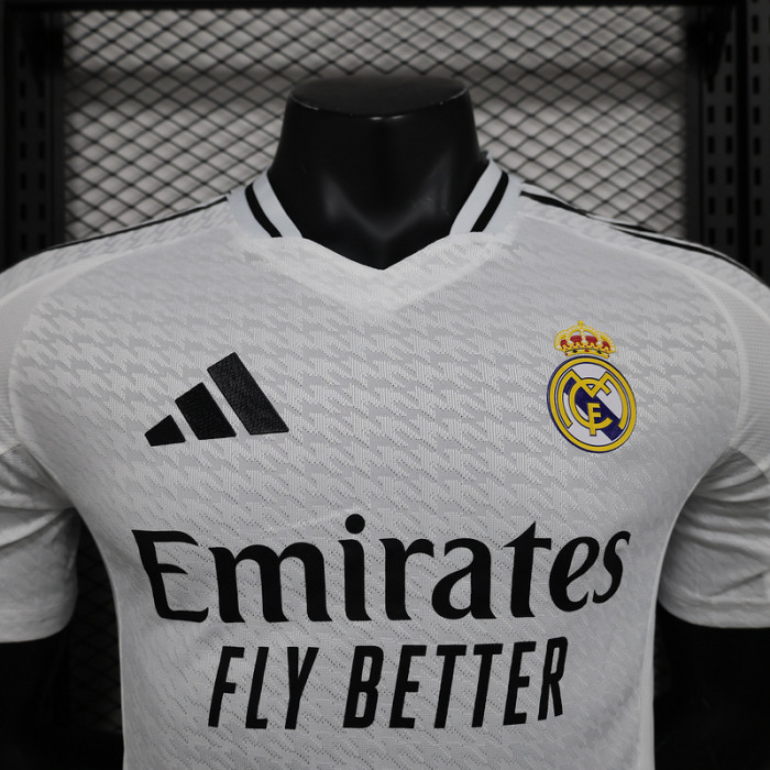 with HP+UCL 15 Starball Patch Player Version 2024-2025 Real Madrid Home Soccer Jersey Real Football Shirt