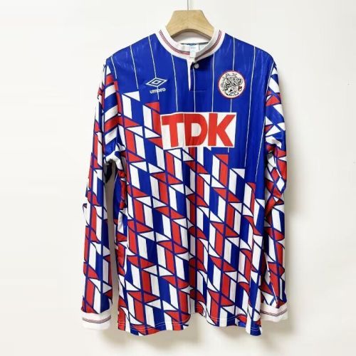 Long Sleeve Retro Jersey 1989-1990 Ajax Away Soccer Jersey Vintage Football Shirt