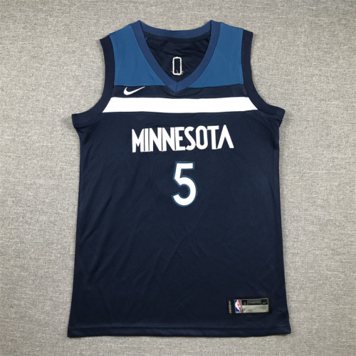 Youth Minnesota Timberwolves 5 EDWARDS Blue NBA Jersey Child Basketball Shirt