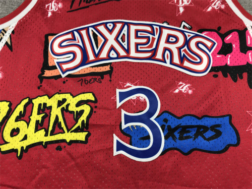 Mens Philadelphia 76ers 1996-97 Allen Iverson Red Classics Swingman Jersey