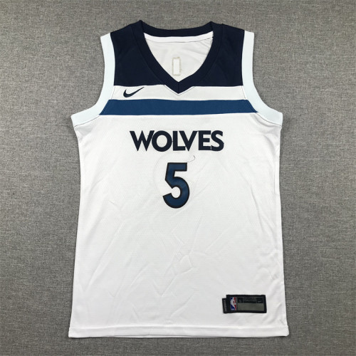 Youth Minnesota Timberwolves 5 EDWARDS White NBA Jersey Child Basketball Shirt
