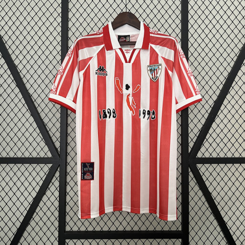 Retro Jersey 1997-1998 Athletic Bilbao 100th Version Home Vintage Soccer Jersey Football Shirt