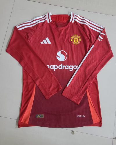 Long Sleeve Fan Version 2024-2025 Manchester United Home Soccer Jersey Man United Football Shirt