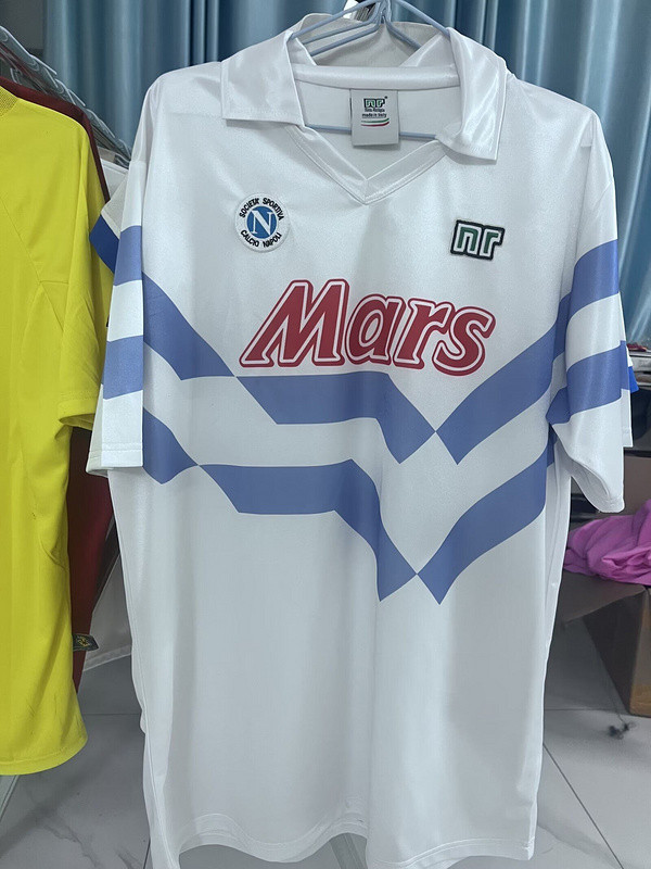 Retro Jersey 1988-1990 Calcio Napoli Away White Soccer Jersey Napoles Vintage Football Shirt