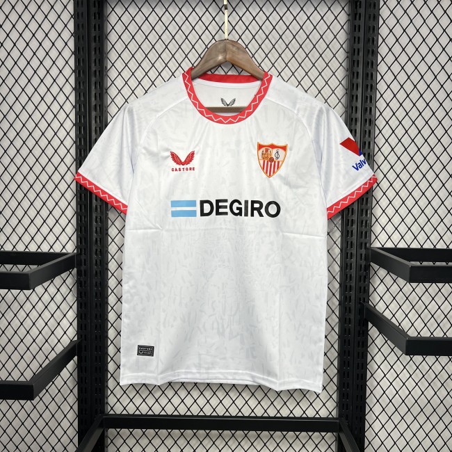 Fans Version 2024-2025 Sevilla Home Soccer Jersey Football Shirt