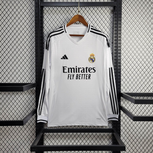 Long Sleeve Fan Version 2024-2025 Real Madrid Home Soccer Jersey Real Football Shirt