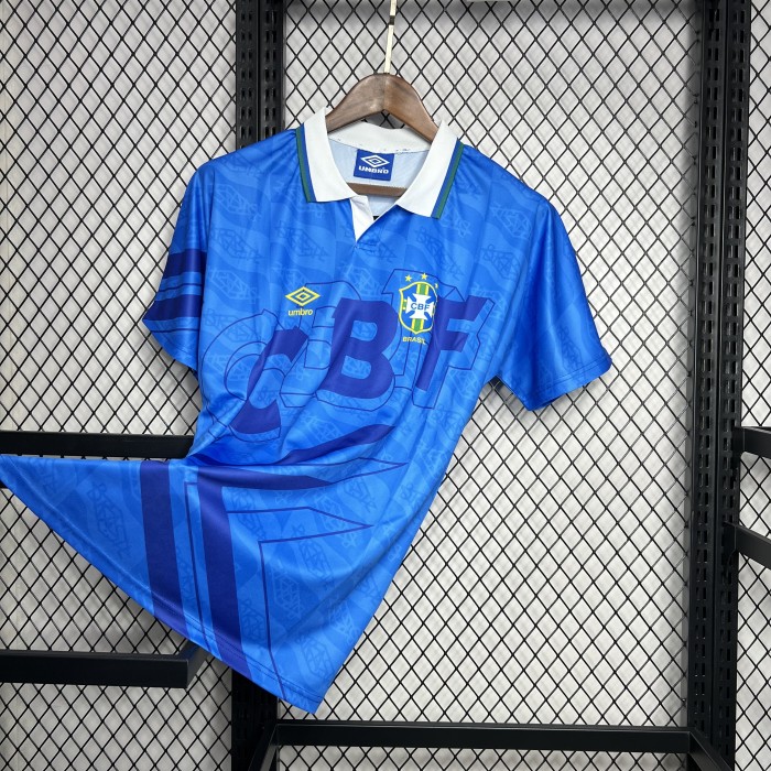 Retro Jersey 1991-1993 Brazil Away Blue Soccer Jersey Vintage Brasil Camisetas de Futbol
