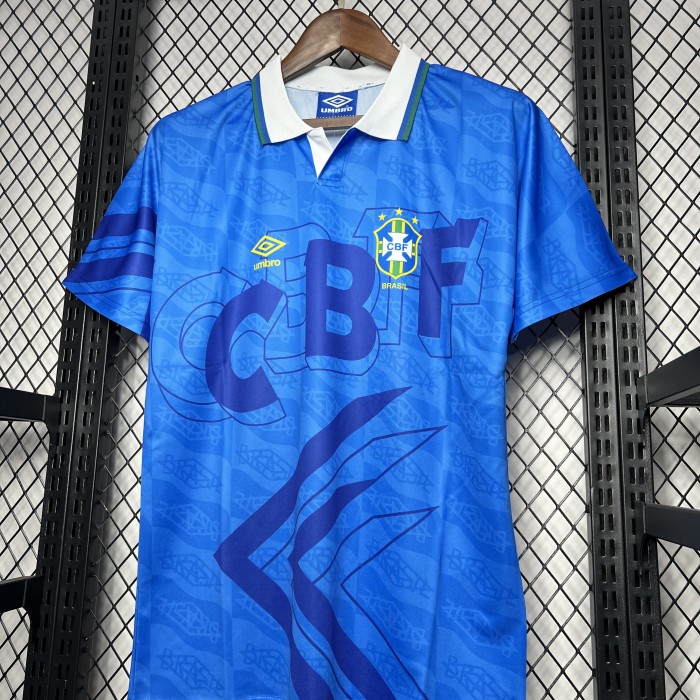 Retro Jersey 1991-1993 Brazil Away Blue Soccer Jersey Vintage Brasil Camisetas de Futbol