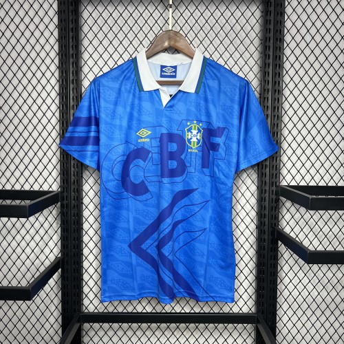 Retro Jersey 1991-1993 Brazil Away Blue Soccer Jersey Vintage Brasil Camisetas de Futbol