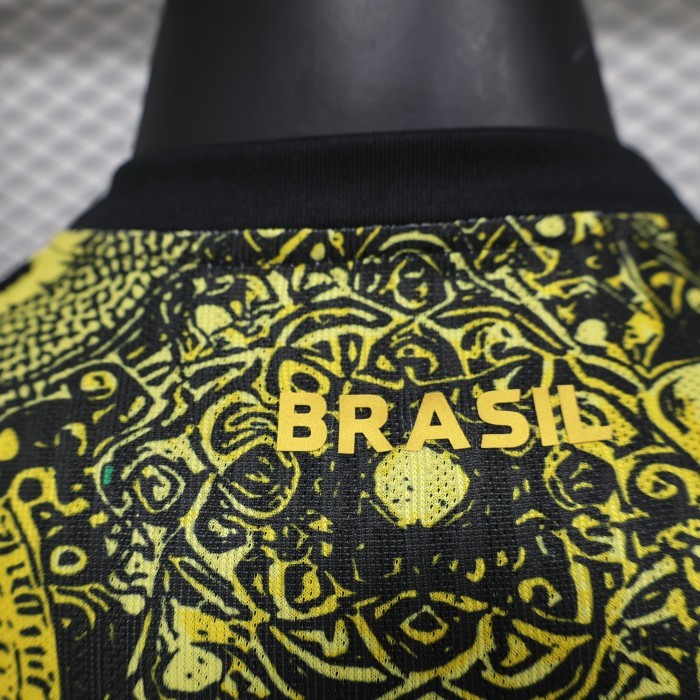 Player Version 2024 Brazil Yellow Jesus Special Edition Soccer Jersey Brasil Football Shirt