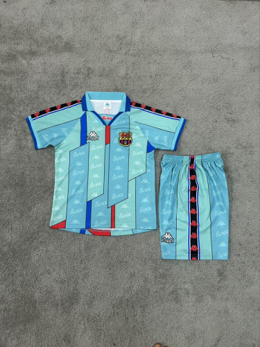 Retro Youth Uniform Kids Kit 1996-1997 Barcelona Away Soccer Jersey Shorts Vintage Child Football Set