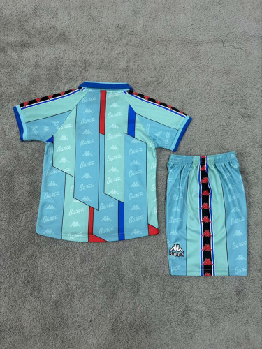Retro Youth Uniform Kids Kit 1996-1997 Barcelona Away Soccer Jersey Shorts Vintage Child Football Set