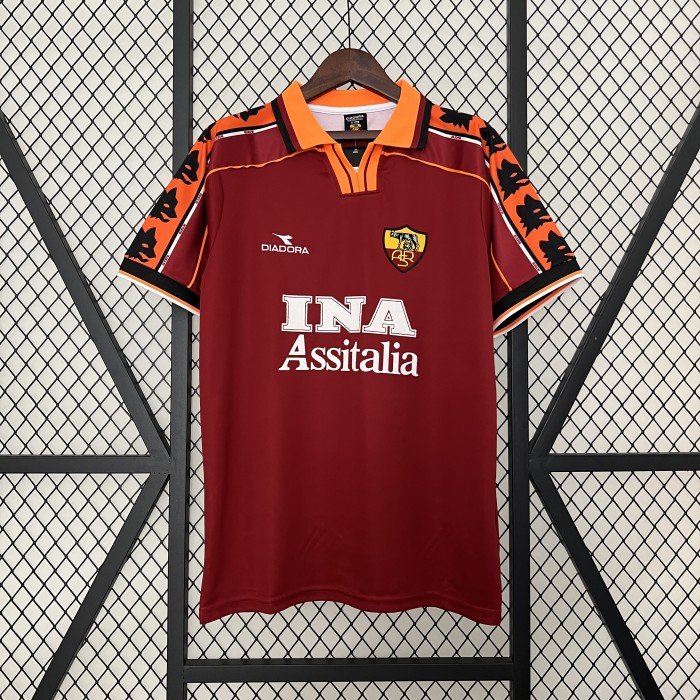 Retro Jersey 1998-1999 AS Roma Home Soccer Jersey Vintage Football Shirt