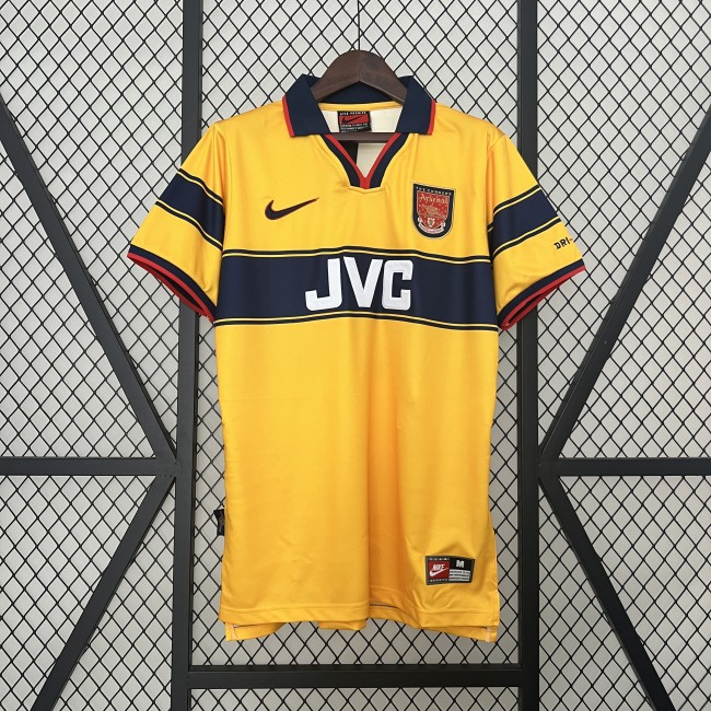 Retro Jersey 1997-1999 Arsenal Away Yellow Vintage Soccer Jersey Football Shirt
