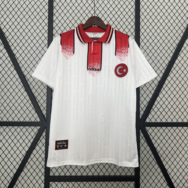 Retro Jersey 1996 Turkey Away White Soccer Jersey Vintage Türkiye Football Shirt