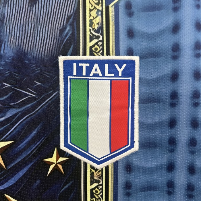 Fan Version Italy 2024 Blue Special Edition Soccer Jersey Football Shirt