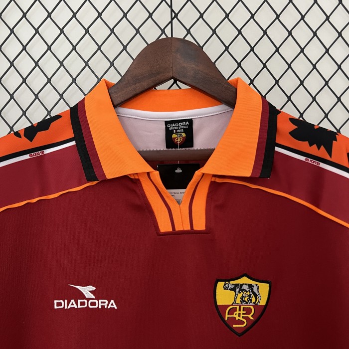Retro Jersey 1998-1999 AS Roma Home Soccer Jersey Vintage Football Shirt