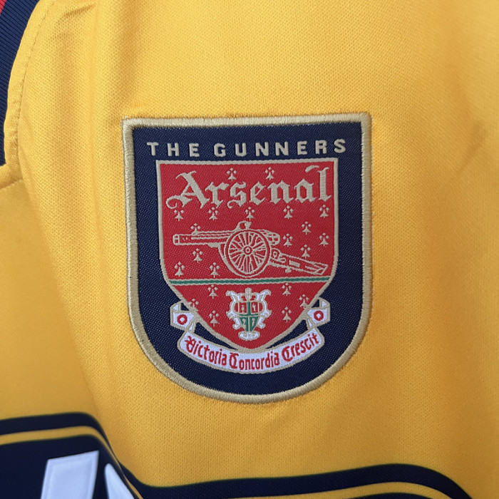 Retro Jersey 1997-1999 Arsenal Away Yellow Vintage Soccer Jersey Football Shirt