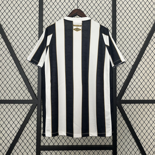 Fan Version 2024-2025 Santos Away Black/White Soccer Jersey Football Shirt