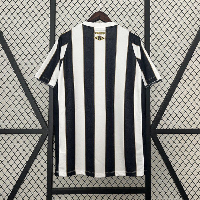 Fan Version 2024-2025 Santos Away Black/White Soccer Jersey Football Shirt