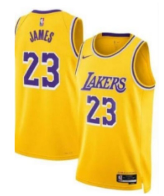 Youth Kids Los Angeles Lakers 23 JAMES Yellow NBA Jersey Child Basketball Shirt