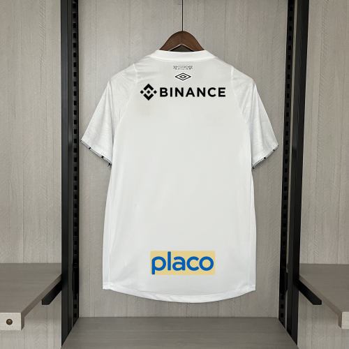 with All Sponor Logos Fan Version 2024-2025 Santos Home Soccer Jersey Football Shirt