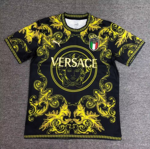 Fan Version Italy 2024 Black/Yellow Soccer Jersey Football Shirt