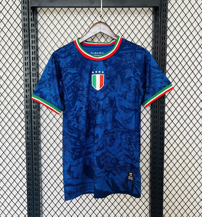 Fan Version Italy 2024 Blue Special Edition Soccer Jersey Football Shirt