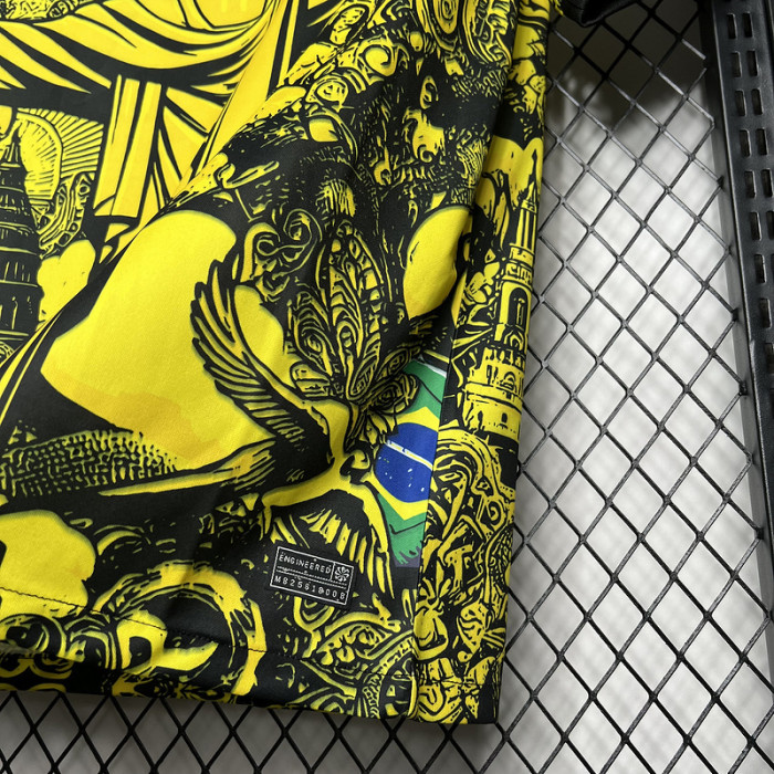 Fan Version 2024 Brazil Yellow Jesus Special Edition Soccer Jersey Brasil Football Shirt