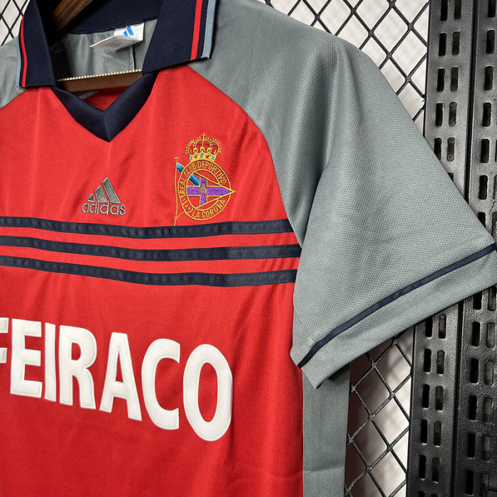 Retro Jersey 1999-2000 Deportivo La Coruna Away Red Soccer Jersey Vintage Football Shirt