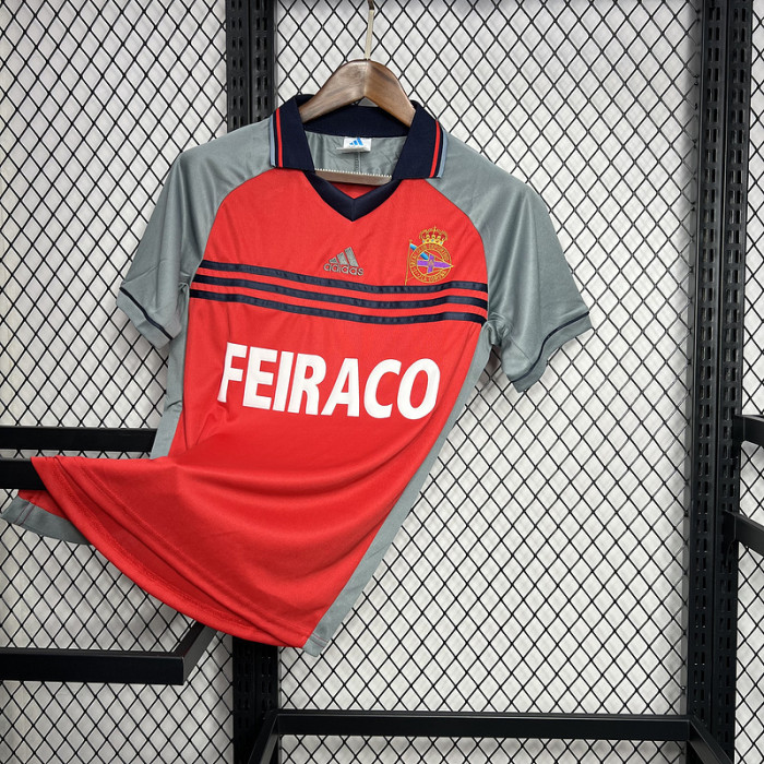 Retro Jersey 1999-2000 Deportivo La Coruna Away Red Soccer Jersey Vintage Football Shirt