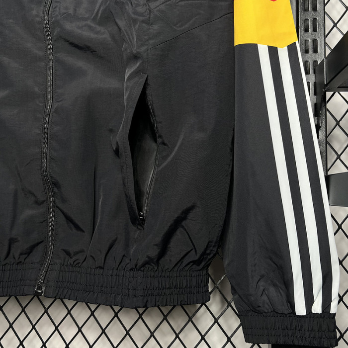 2024 Germany Black Soccer Hoodie Football Windbreaker Jacket