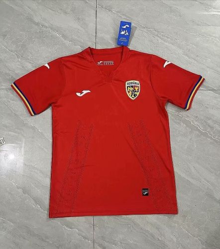 Fan Version 2024 Romania Away Red Soccer Jersey Football Shirt
