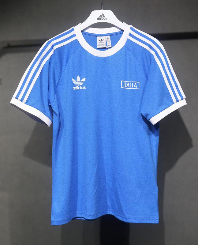 Retro Italy Blue Soccer Cotton T-shirt Football Shirt