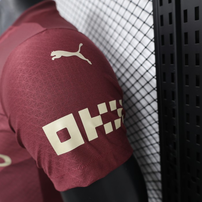 Player Version Manchester City 2024-2025 Third Away Maroon Soccer Jersey Man City Football Shirt