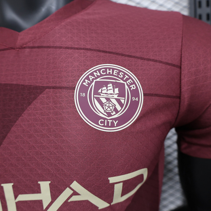 Player Version Manchester City 2024-2025 Third Away Maroon Soccer Jersey Man City Football Shirt