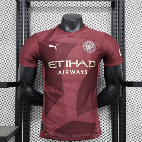 Player Version Manchester City 2024-2025 Third Away Maroon Soccer Jersey Man City Football Shirt
