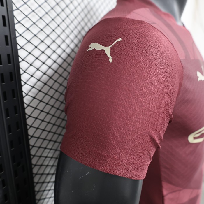 Player Version Manchester City 2024-2025 Third Away Maroon Soccer Jersey Man City Football Shirt